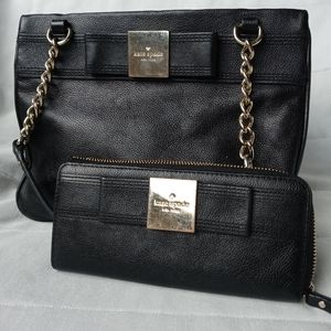 AUTH KATE SPADE PRIMROSE HILL ZIP BOW DARCY LEATHER CHAIN BAG PURSE & WALET